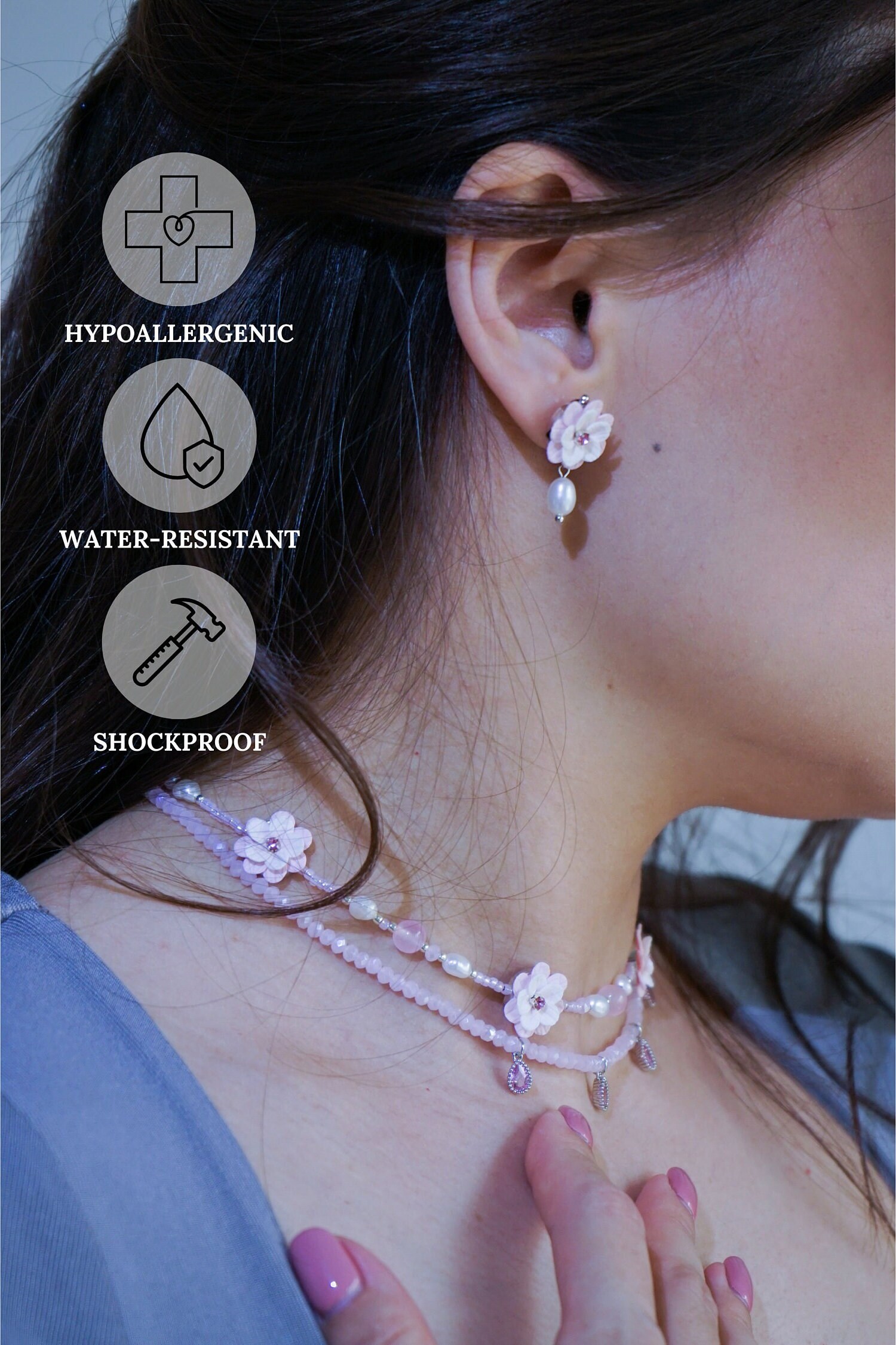 Firstmeet Chunky Bubble Collar Necklace Set With Earrings - Statement Jewelry For Women