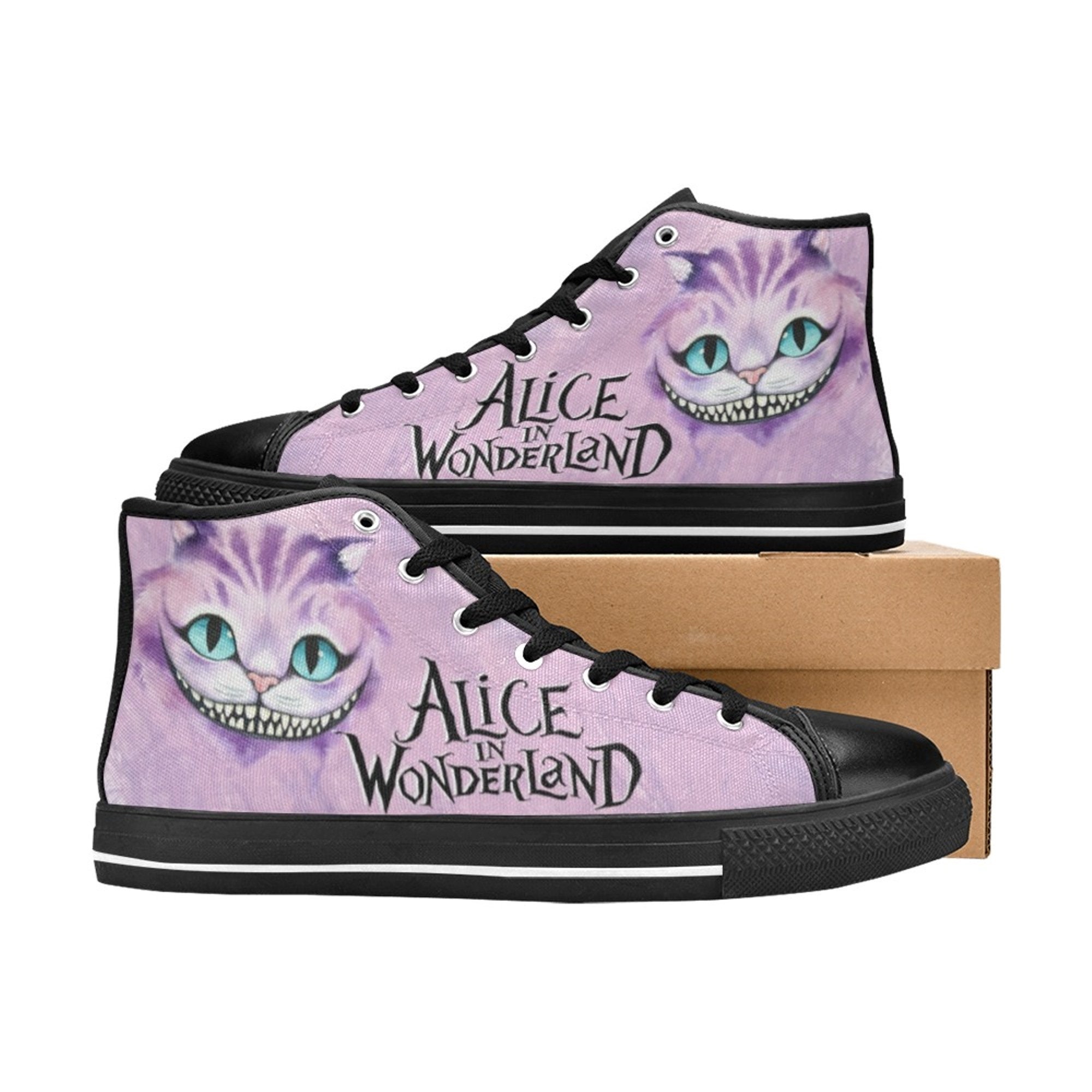 Alice In Wonderland Cheshire Cat High Top Shoes, Custom Unisex Kids and Adult Shoes