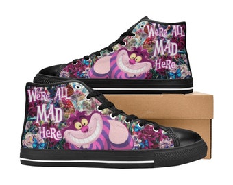 Alice In Wonderland Cheshire Cat High Top Shoes, Custom Unisex Kids and Adult Shoes