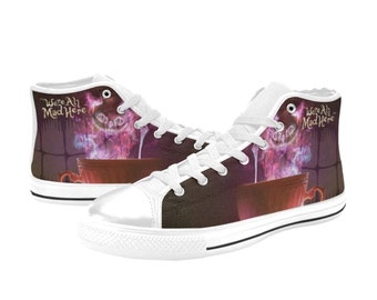 Alice In Wonderland Cheshire Cat High Top Shoes, Custom Unisex Kids and Adult Shoes