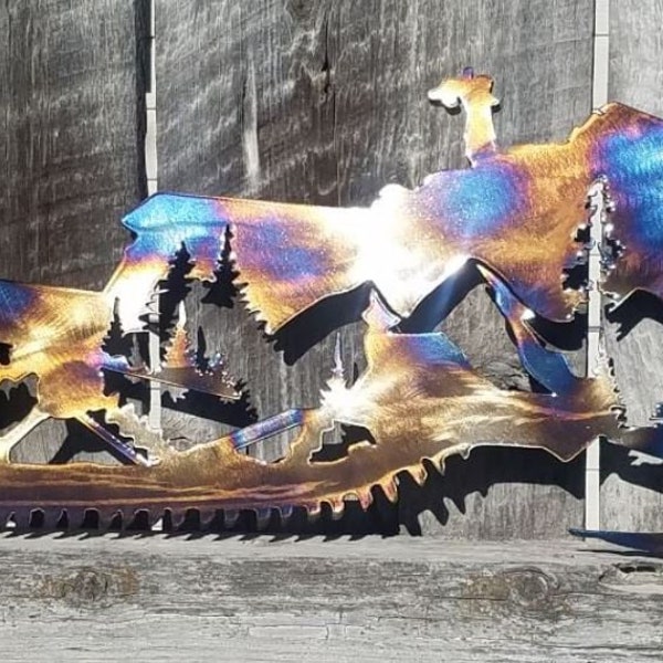 Snowmobile Mountain Scene Metal Wall Art
