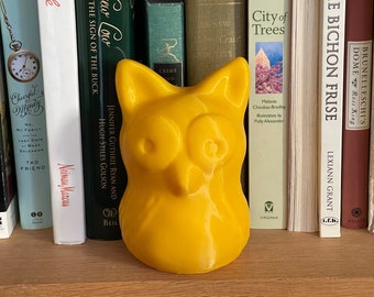 Golden Owl Figurine: Lucky Yellow Plastic Owl Decor