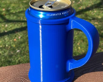 Beer Can Mug - Holds Blue Oil Can Sized 25.4 FL OZ (750ml)