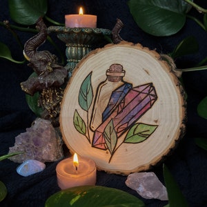 Crystal Jar Wood Slice Wall Hanging