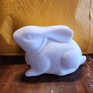 Easter Bunny Rabbit Coin Bank Decoration 5" removeable plug Reusable Decor Money Change Box