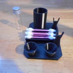 Dab Caddie Station Wax Tool Holder carb cap 14mm Banger Caddy desktop organizer With Cotton Swabs & ISO glass bottle