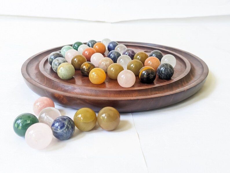 Handmade Natural Marble solitaire game Wooden Authentic Solitaire Board ...