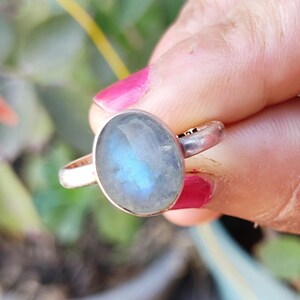 Genuine Moonstone Ring, Moonstone Ring, Moonstone Silver Ring, Moon stone Ring, Boho Ring, Rainbow Moonstone Ring, Valentines day gift