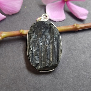 Raw black tourmaline pendant, black tourmaline necklace, 925 Sterling Silver Pendant, natural black tourmaline crystal jewelry