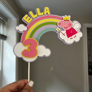 Peppa pig cake topper, peppa cake topper, birthday cake topper, cake topper for girls, rainbow cake topper, Peppa Birthday, Peppa Party