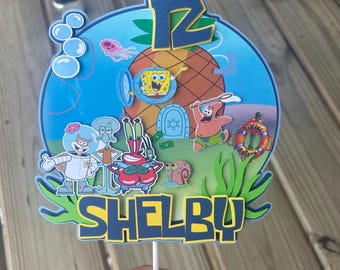 Spongebob birthday Party, Spongebob party, cake topper, party decor, spongebob decor