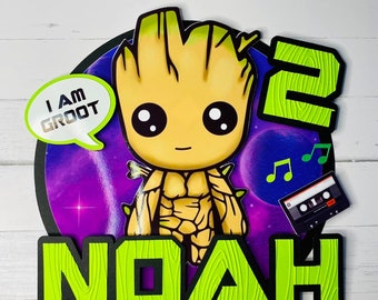 Baby Groot, Groot cake topper, Groot Birthday, Groot personalized Cake, I am groot, GAG party