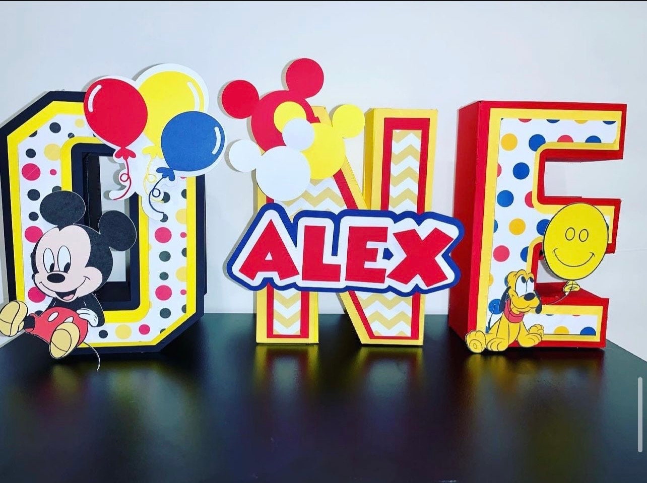 mickey mouse 3d letter, 3d number, mickey mouse birthday, birthday decoration, mickey center table,mickey mouse club house 5.5" letters
