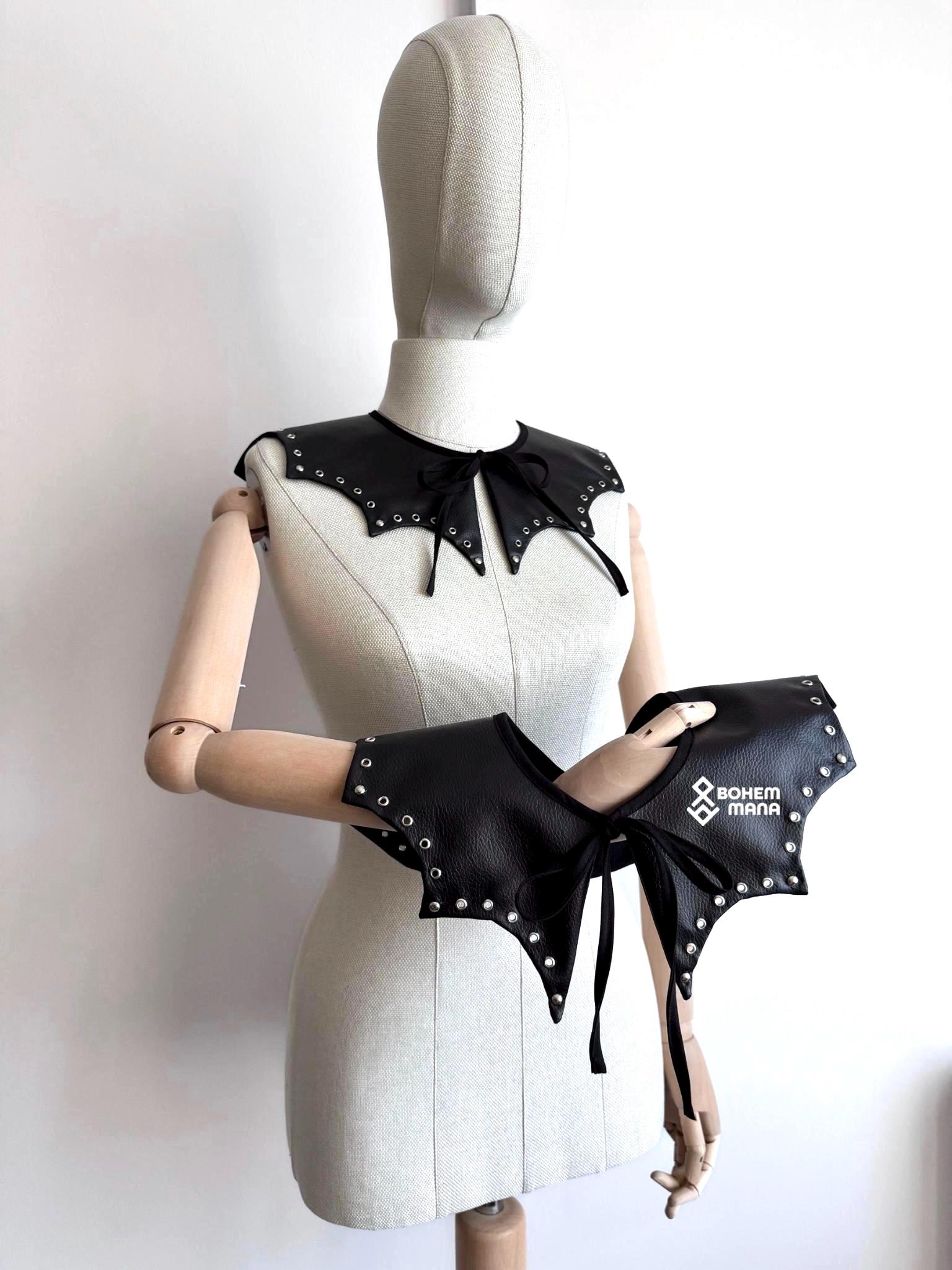 Gothic Bat Wing Collar, Vegan-friendly Faux Leather, Vampire Style Accessory, Festival Gear - Nocturne