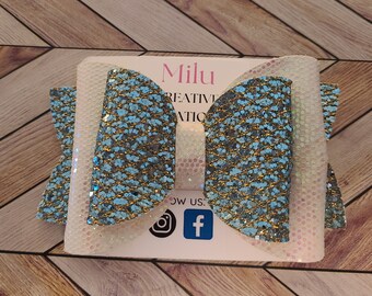 Double hair bow, hairbow, hair clip bow, barrette clip, cute hair bow, gift,  gift for her, little girls bow, blue bow, pink bow