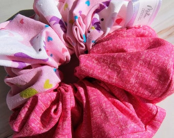 Coletero jumbo rosa de unicornio, elástico para el pelo, coletero rosa, liga para el pelo, coletero para mujer, coletero para niña, coletero de unicornio