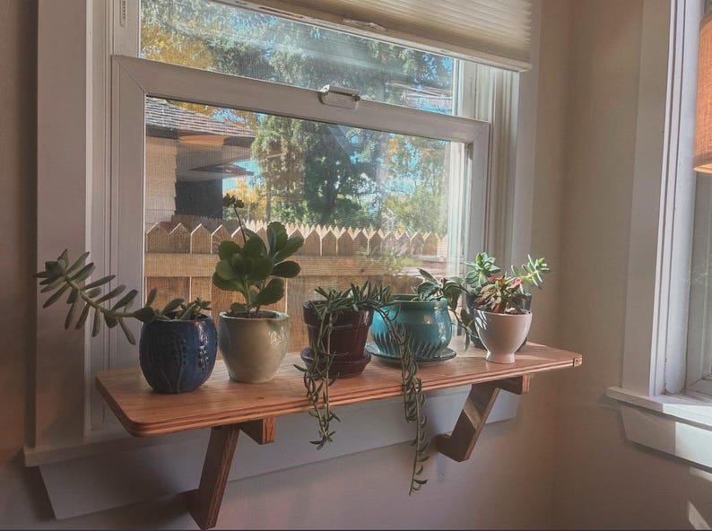 Oak Window Plant Shelf, Various shelf sizes, Easy Install, No Tools image 20