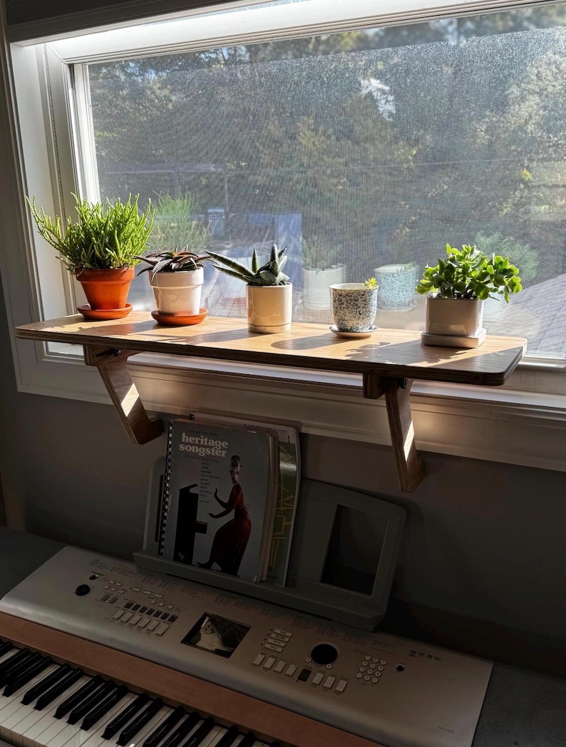 Oak Window Plant Shelf, Various shelf sizes, Easy Install, No Tools image 18