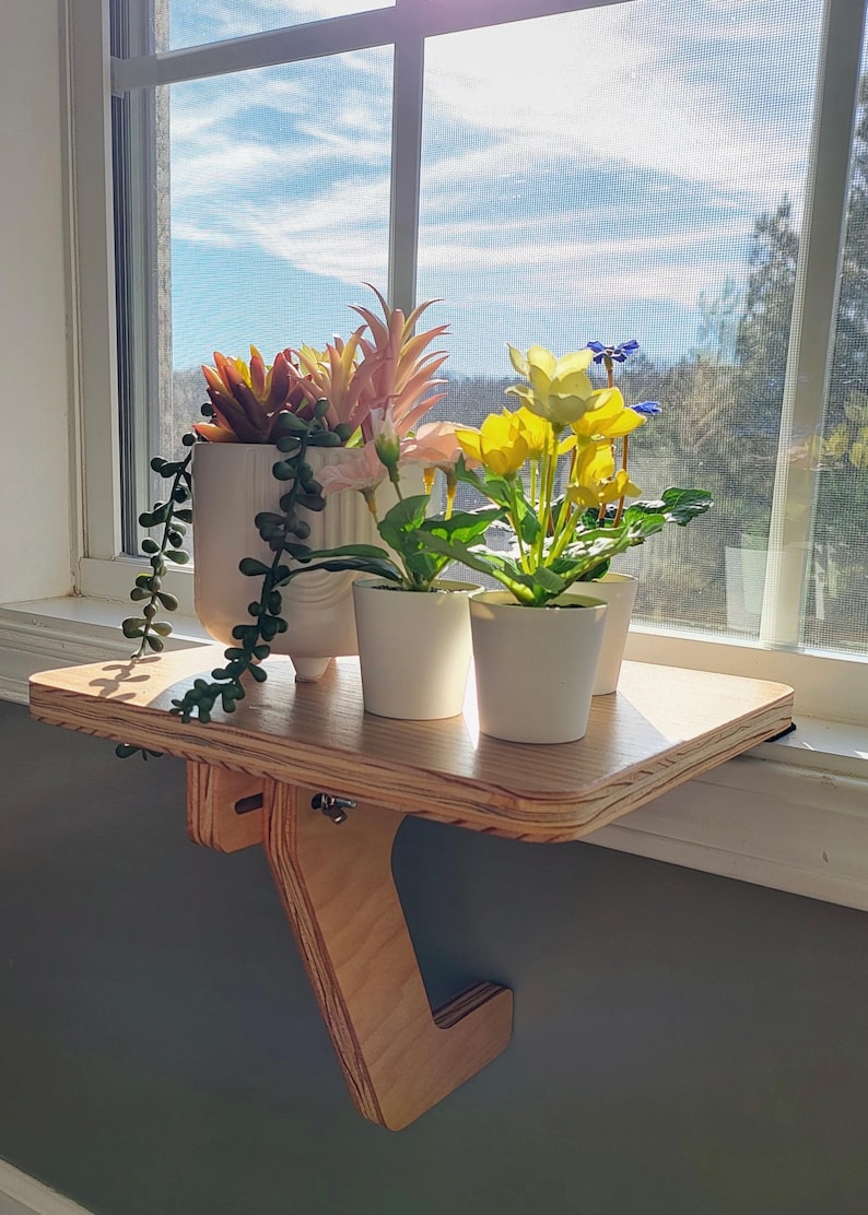 Oak Window Plant Shelf, Various shelf sizes, Easy Install, No Tools image 3