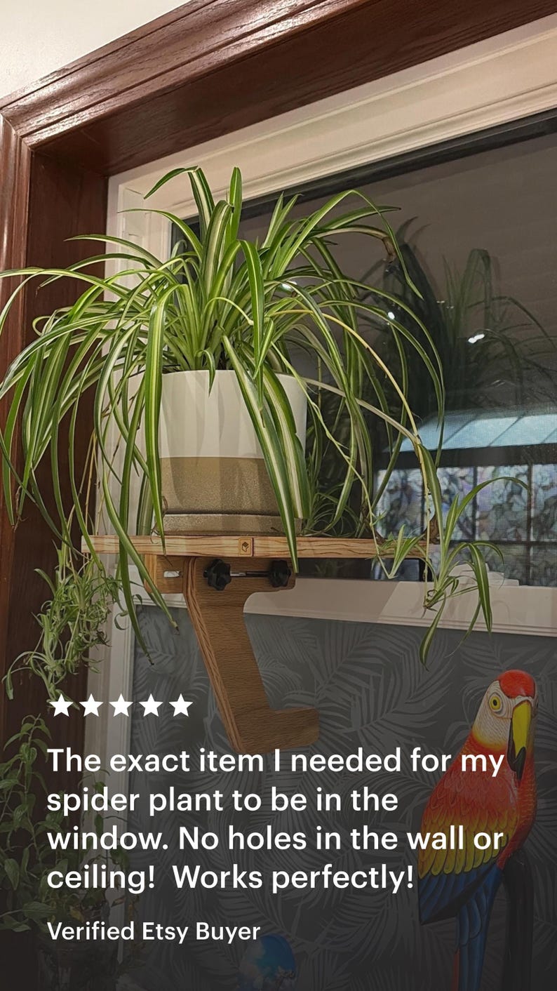 For the middle of the window, Oak Window Plant Shelf, Indoor Herb Garden, Easy Install image 17