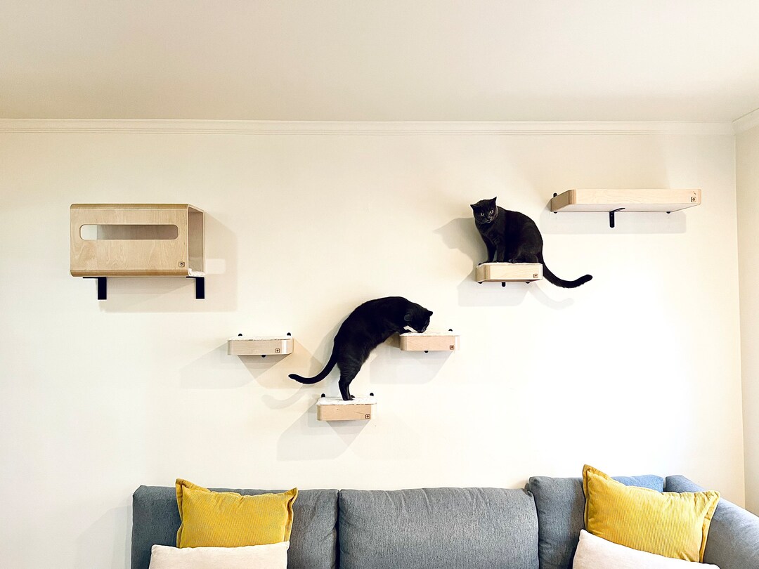 Cat Wall Steps _ Cat Stairs _ Cat Shelf _ Wood Cat Climbing Shelf _ Cat