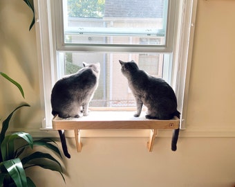 28"x10" Two cats? No problem!_Cat Window Perch_Sturdy-Safe support legs_Installed 1 minute_No tools No nails_Cat Window Shelf_Cat Lover Gift