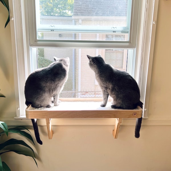 28"x10" Two cats? No problem!_Cat Window Perch_Sturdy-Safe support legs_Installed 1 minute_No tools No nails_Cat Window Shelf_Cat Lover Gift