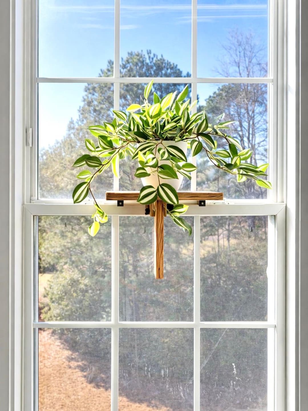 For the Middle of the Window, Oak Window Plant Shelf, Indoor Herb Garden,  Easy Install - Etsy