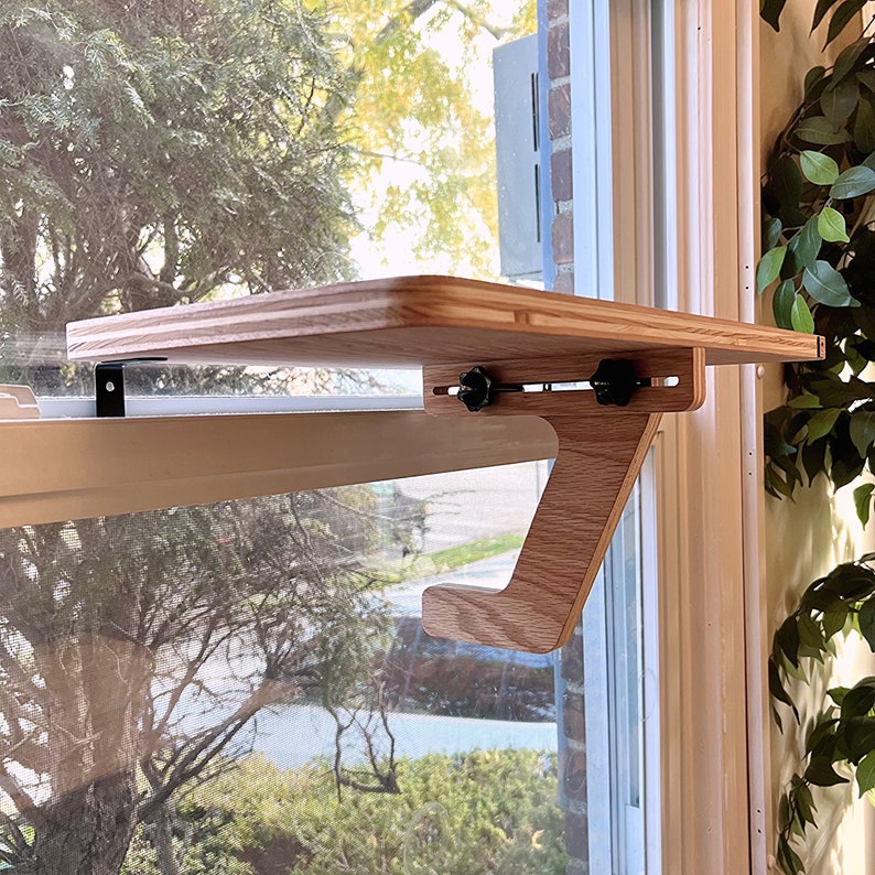 For the middle of the window, Oak Window Plant Shelf, Indoor Herb Garden, Easy Install image 7