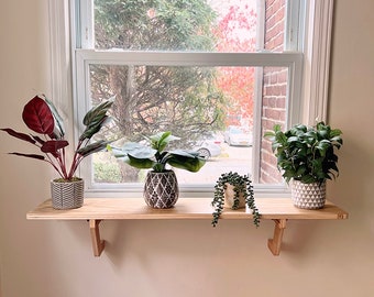 Shelves of various sizes_Oak Window Shelf_Sturdy-Safe support legs_Installed-removed 1 minute_No tools nails_Plant Shelf_Flower Herb Shelf