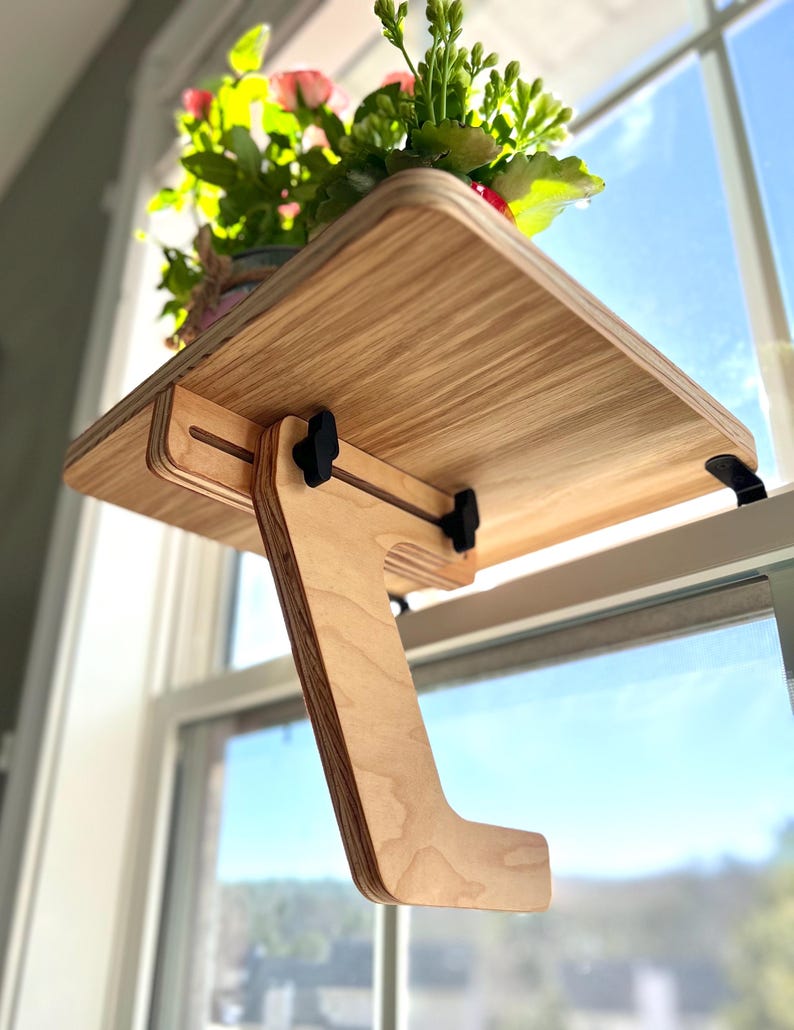 For the middle of the window, Oak Window Plant Shelf, Indoor Herb Garden, Easy Install image 6