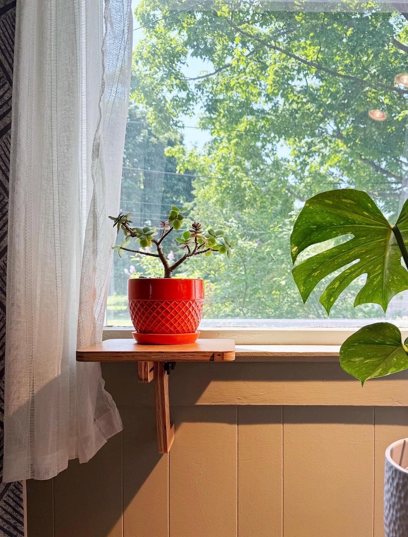 Oak Window Plant Shelf, Various shelf sizes, Easy Install, No Tools image 17