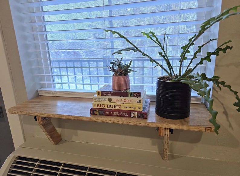 Oak Window Plant Shelf, Various shelf sizes, Easy Install, No Tools image 19