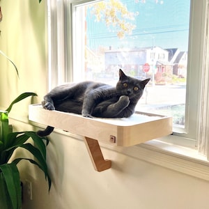 23"x10" Cat Window Perch_Sturdy-Safe support leg_Installed-removed 1 minute_No tools No nails_Cat Window Shelf_Window Cat Bed_Cat Lover Gift