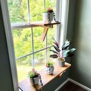 For the middle of the window, Oak Window Plant Shelf, Indoor Herb Garden, Easy Install image 10