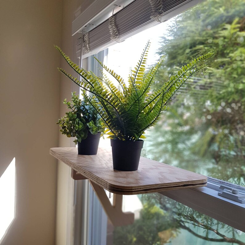 Oak Window Perch _ Non-slip support leg _ Plant Shelf _ Flower image 3