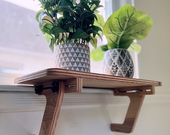 Oak Window Plant Shelf, Adjustable, No Tools Install (22x10, 21x15)