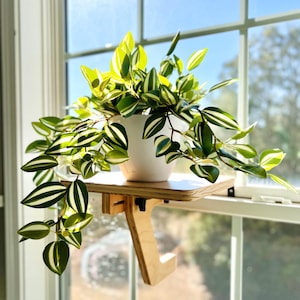 For the middle of the window, Oak Window Plant Shelf, Indoor Herb Garden, Easy Install image 3