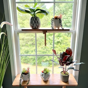 For the middle of the window, Oak Window Plant Shelf, Indoor Herb Garden, Easy Install image 9