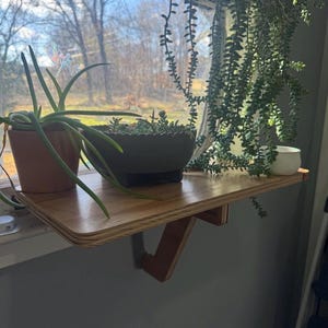 Oak Window Plant Shelf, Various shelf sizes, Easy Install, No Tools image 16