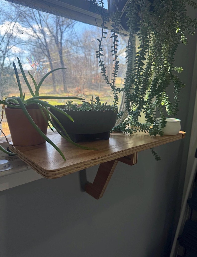 Oak Window Plant Shelf, Various shelf sizes, Easy Install, No Tools image 16