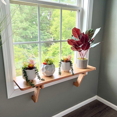 Oak Window Plant Shelf, Various Shelf Sizes, Easy Install, No Tools - Etsy