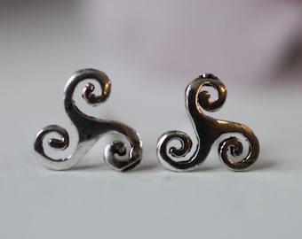 Sterling  Silver  925  Spirals  Of  Life  Ear  Stud  Earrings