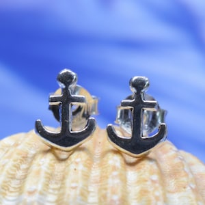 Sterling  Silver  925  Anchor  Ear  Stud  Earrings