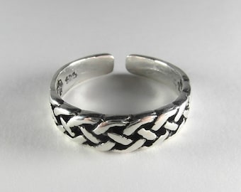 Sterling  Silver  925  Adjustable  Weave  Toe  Ring