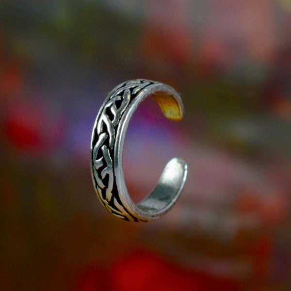 Sterling  Silver  925  Adjustable  Celtic  Weave  Toe  Ring