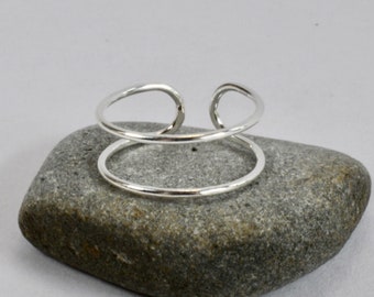 Sterling Silver 925 Réglable Wire Frame Toe Ring