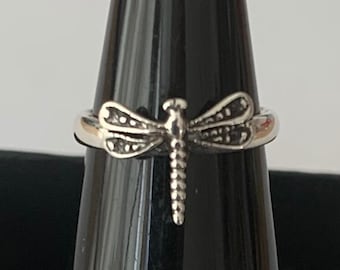Anillo de dedo de libélula ajustable en plata de ley 925