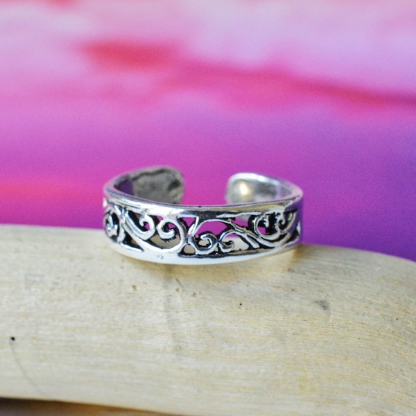 Sterling  Silver  925  Adjustable  Swirl  Toe  Ring