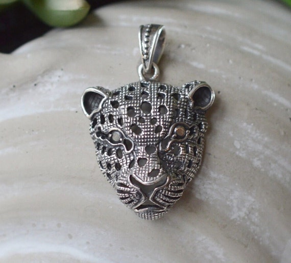 Sterling Silver 925 Jaguar Head Pendant
